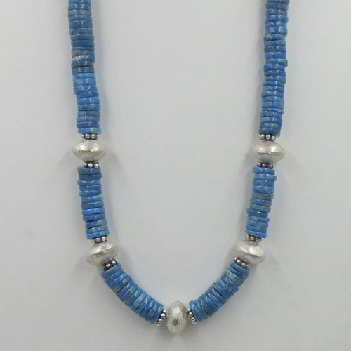 DKC-1198 Necklace Denim Lapis, Handmade Sterling Beads $260 at Hunter Wolff Gallery